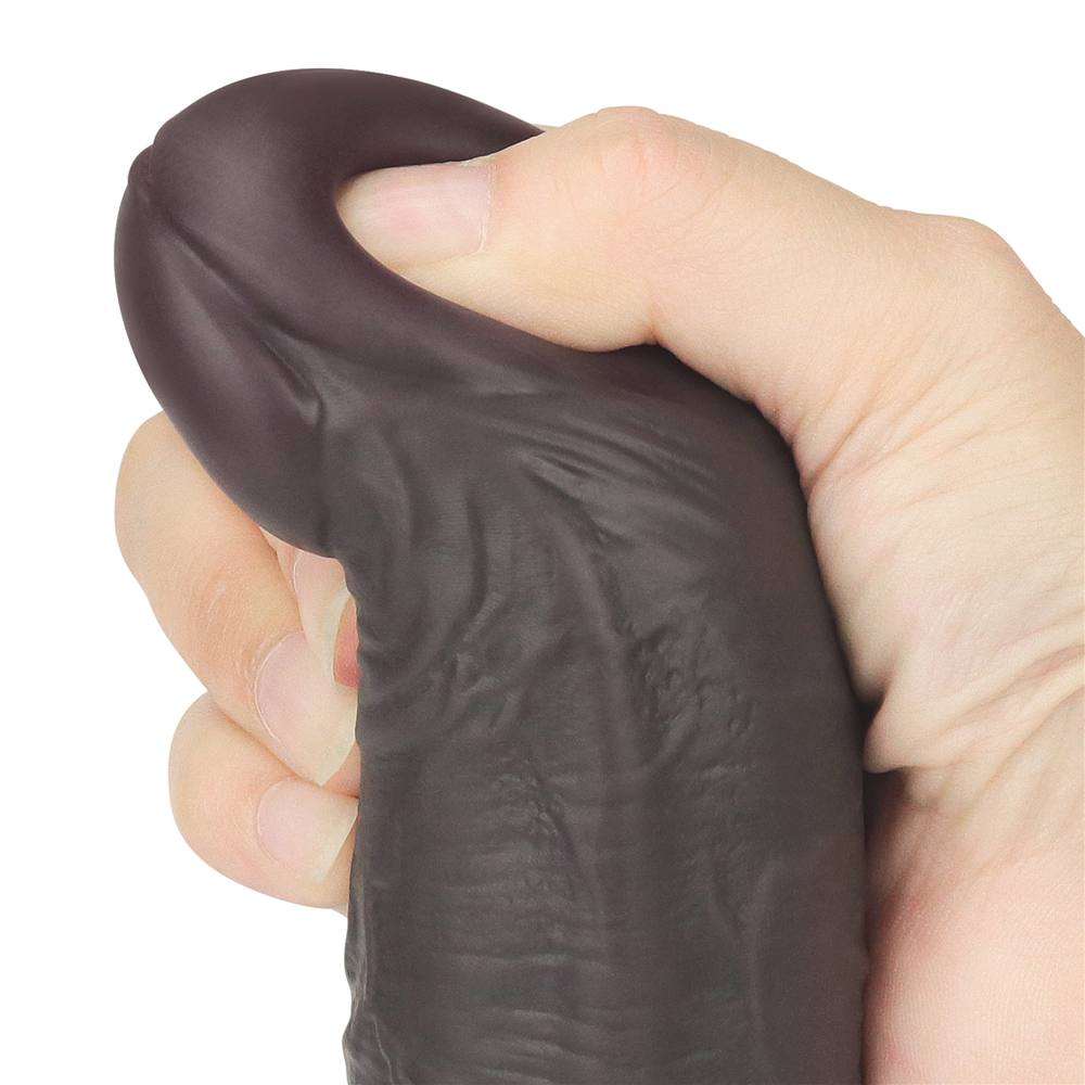 Incredibly lifelike with a dual-layered shaft and realistic ... Lovetoy - 10" Dual Layered Rotator Dildo - Brown photo-3