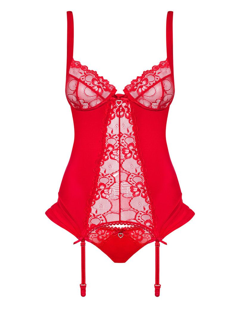 Wanna seduce him? This incredibly sexy corset is ideal for y... Obsessive - Heartina Corset & Thong - Red - L/XL photo-5