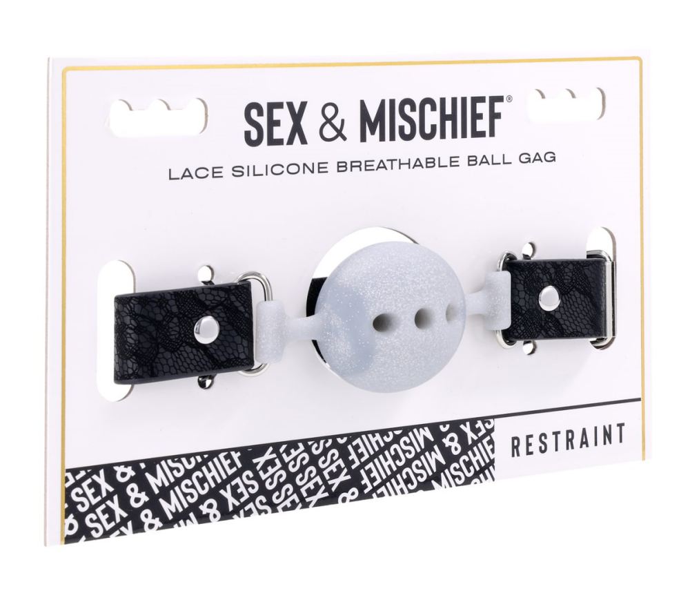 Sex&Mischief - Lace Breathable Ball Gag - White photo-9