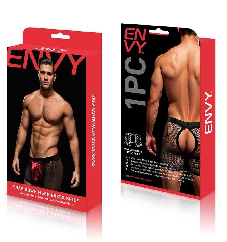 Envy - Snap Down Mesh Boxer Brief - Black/Red - M/L 照片-3