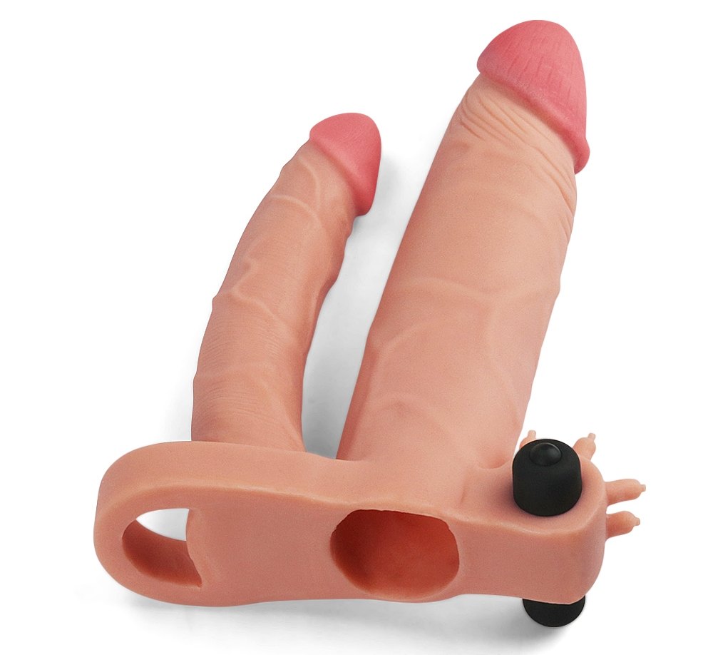 Intensify pleasure for both of you and add inches instantly ... Lovetoy - 1" Pleasure X Tender Double Sleeve - Flesh photo-5