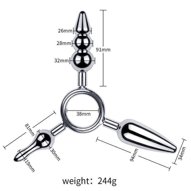 MT - Triple Anal Plug - Silver photo-5