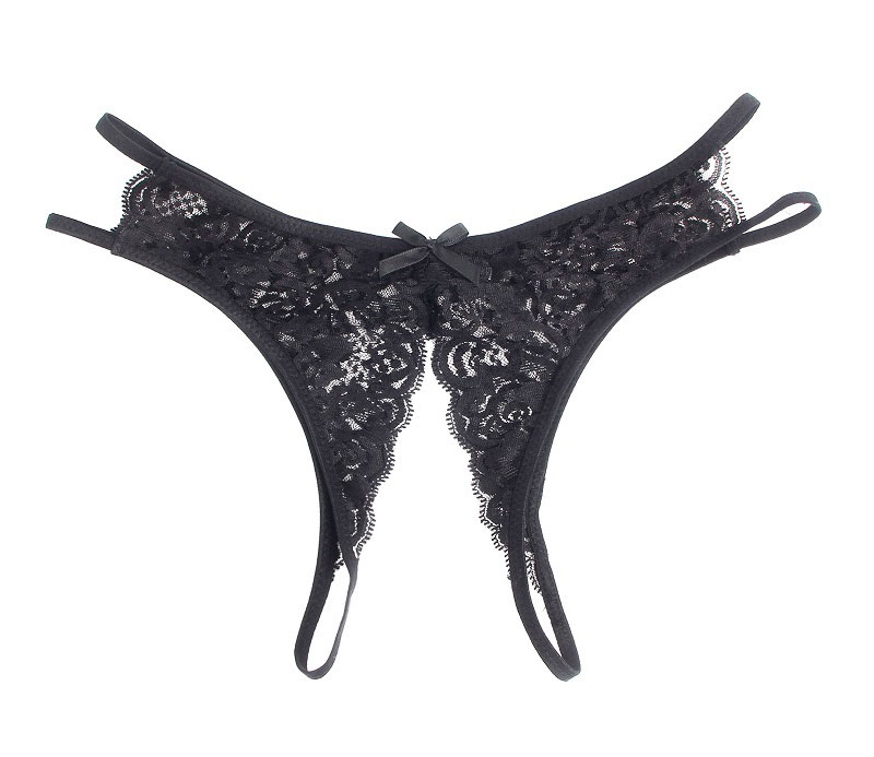 Ohyeah - 开裆蕾丝内裤 - 黑色 - 大码 照片-9