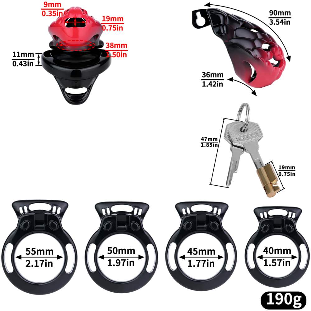 FAAK - Dragon Resin Chastity Cage S - Black photo-12