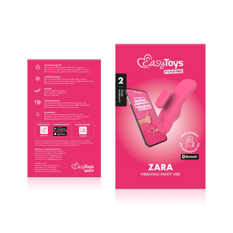Easytoys -  Zara 應用程式控制 內褲陰蒂震動器 - 粉紅色 照片-13