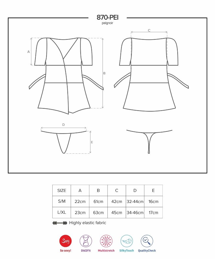 Obsessive - 870-PEI-3 Peignoir & Thong - Red - L/XL photo-9