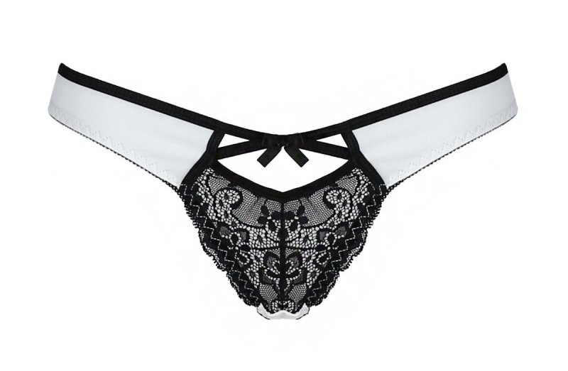 A sophisticated cut and classic white fabric with lace detai... Passion - Fenena Thong - White - L/XL photo-5
