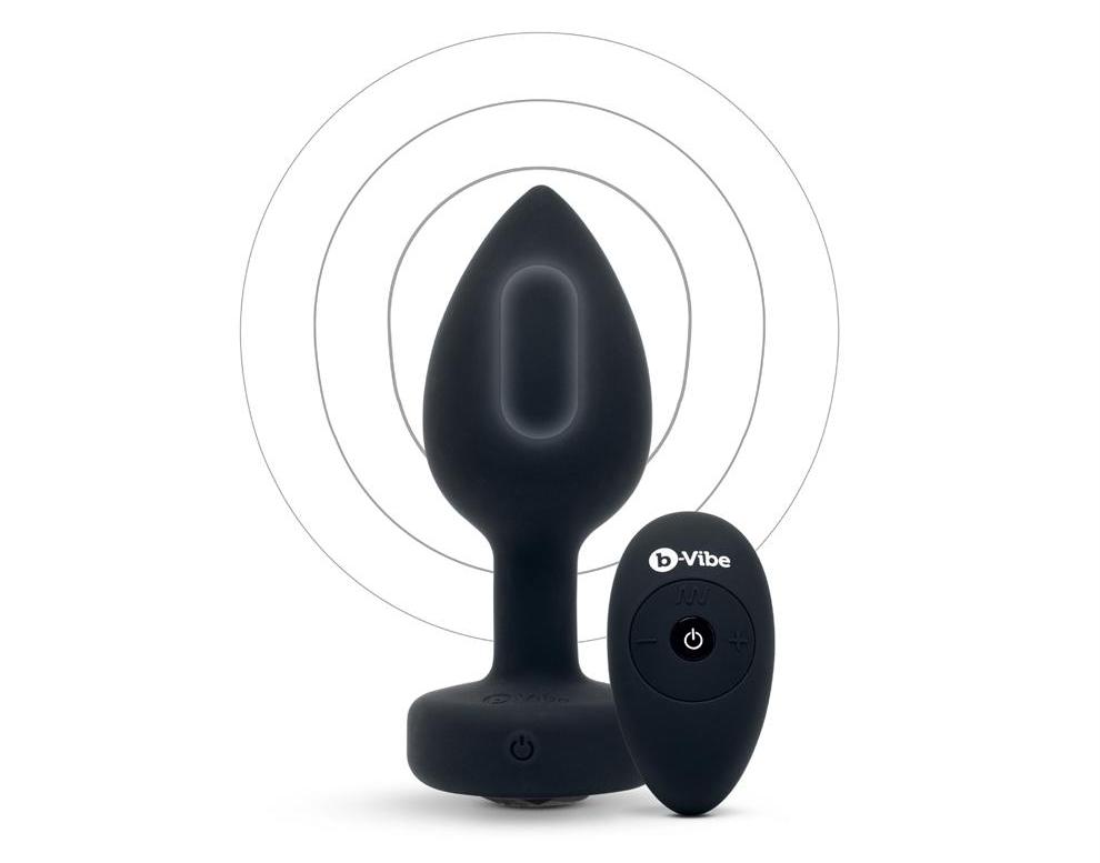 Sparkle and shine as you experience the inner delight of the... B-Vibe - Vibrating Jewel Plug M/L - Black photo-4