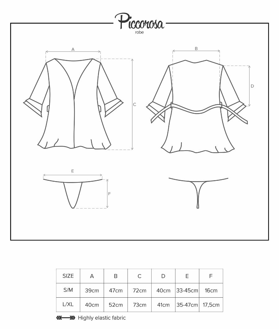 Obsessive - Piccorosa Robe & Thong - Black - S/M photo-7