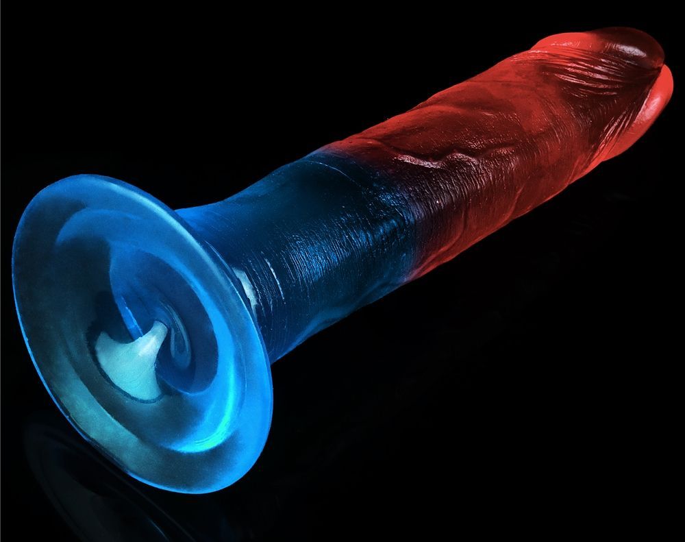 This dazzling realistic dildo has a veined shaft, smooth hea... Lovetoy - 7'' Dazzle Studs - Red/Blue photo-4