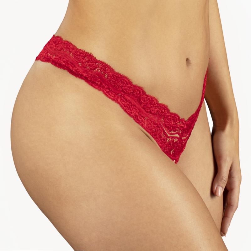 This sexy lace thong is a great fit and an open crotch. The ... Underneath - Kyra Crotchless Thong - Red - S/M photo-5