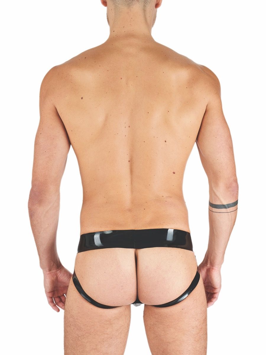 What would a rubber collection be without a classic Rubber J... Mister B - Rubber Jock Strap - Black/Blue - S photo-2