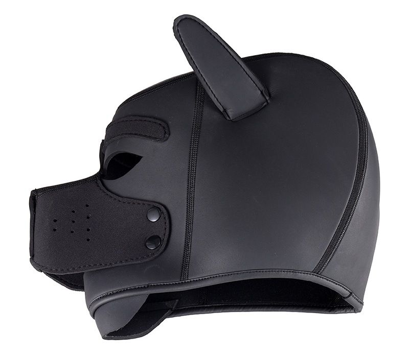 Neoprene Puppy Hood combined with BDSM Bondage Gear restrain... MT - Neoprene Puppy Hood - Black photo-5