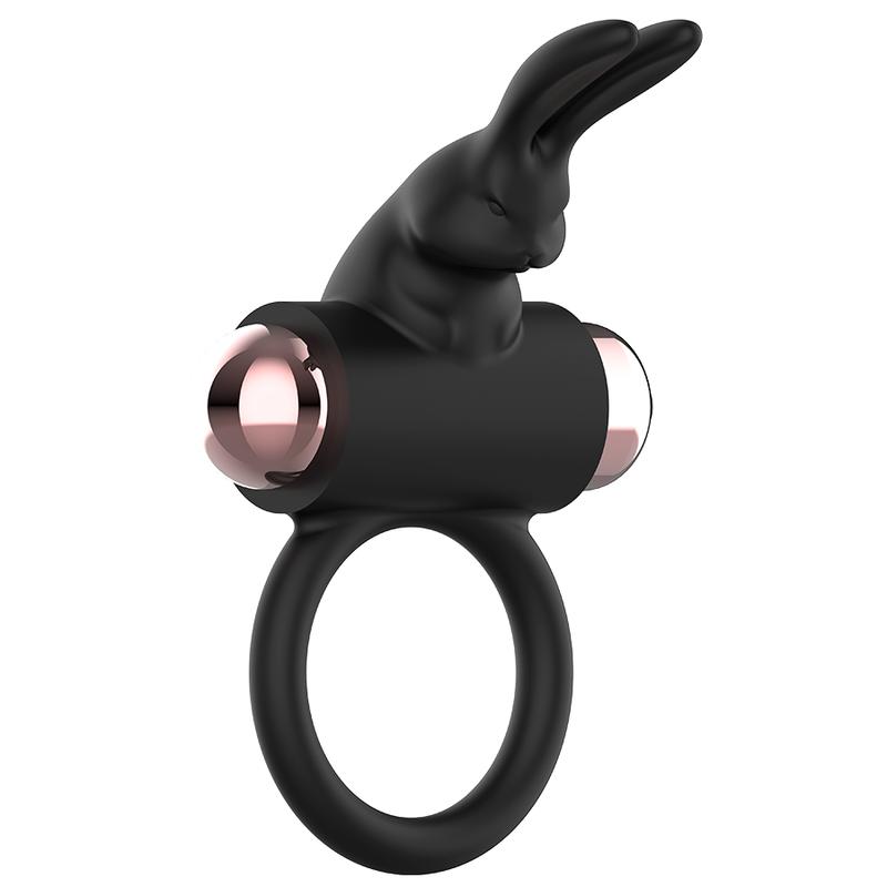 Take control of your lover's pleasure !! Take it anywher... Coquette - Rabbit Vibro Ring - Black photo-3