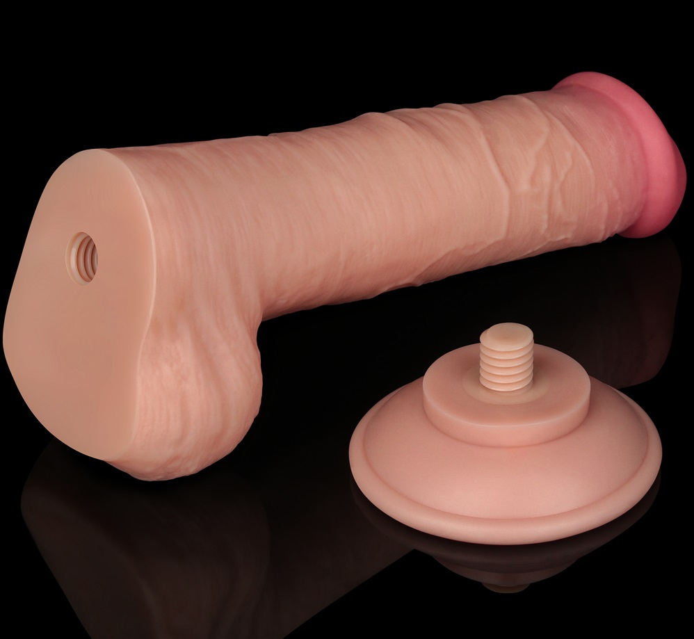 Lovetoy - 8" 附陰囊帶包皮仿真陽具 - 肉色 照片-10