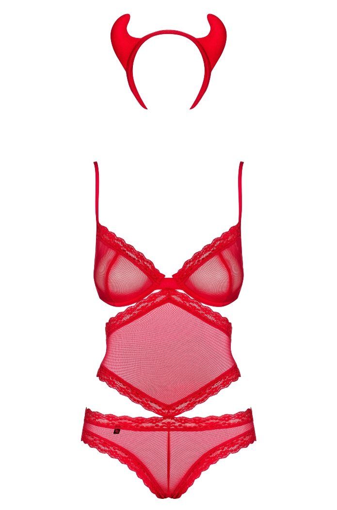 Wear your horns and… show your devilish side! Feel the naugh... Obsessive - Infernita 3 pcs costume - Red - L/XL photo-6