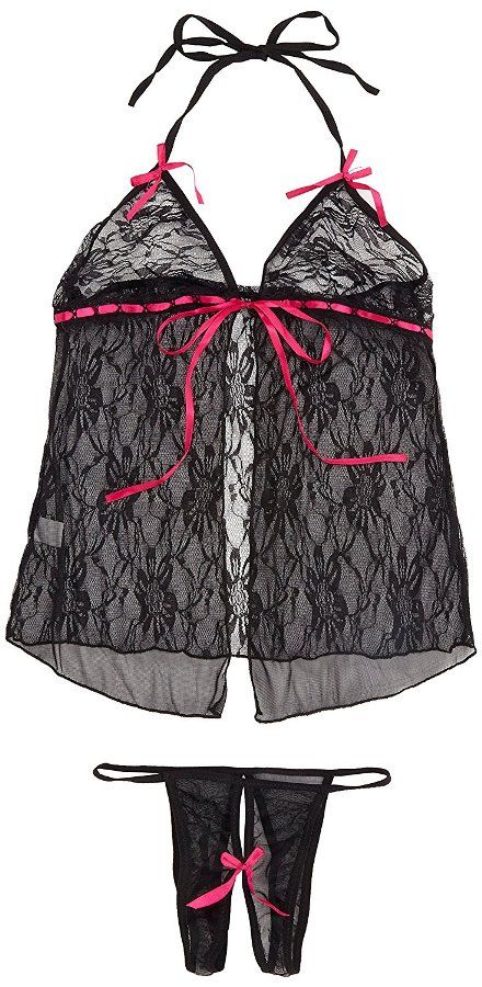Bust part is race, best part is mesh,
While feeling differen... Costume Garden - GB-90 Vivid Ribbon Babydoll Negligee - Black photo-5