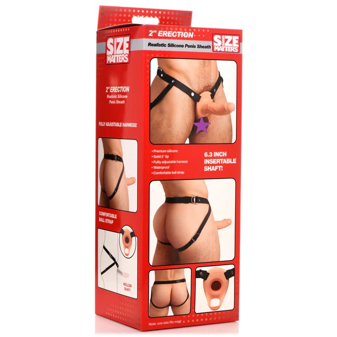 Make your partner's fantasies come true and add length a... Size Matters - 2" Erection Realistic Harness Sheath - Light photo-6