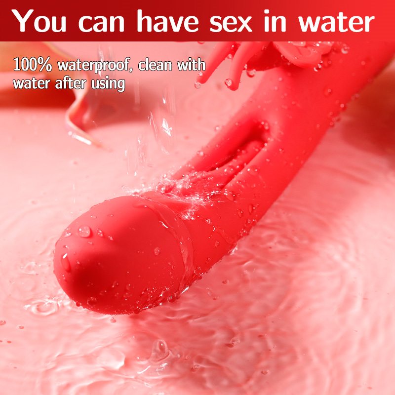 Secwell - 蝴蝶弹跳兔子振动棒 - 红色 照片-13