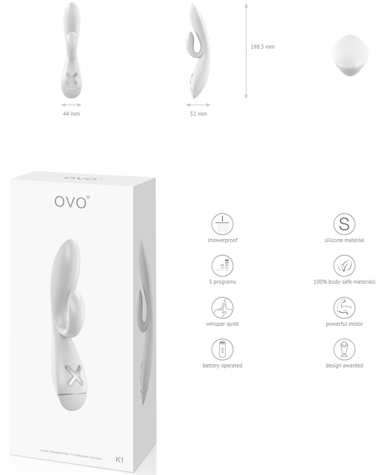 The German Designed K1 Rabbit from OVO Lifestyle Toys is rou... Ovo - K1 Rabbit Vibrator - White photo-4