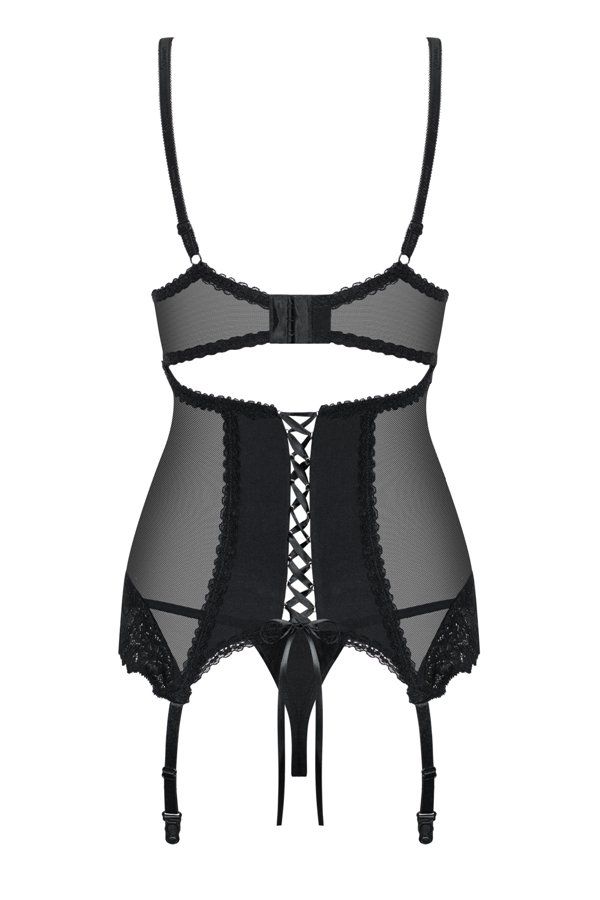 Sensual and classy – this is how you’ll look in your new cor... Obsessive - Amallie Corset & Thong - Black - L/XL photo-8
