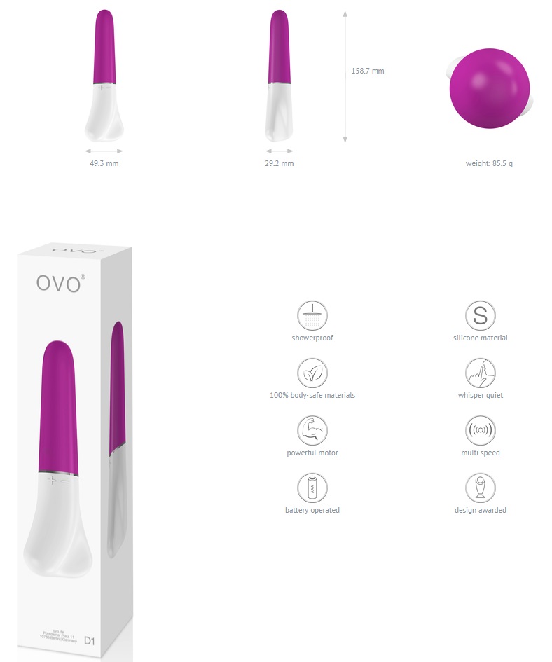 ovo D1 is made of 100% body safe silicone, with silky sm... Ovo - D1 Mini Vibe - Violet photo-4