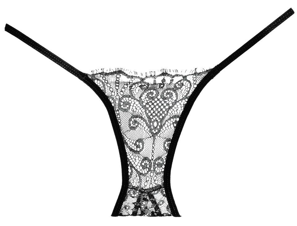 This delicate cutout black eyelash lace panty has a heavenly... Allure - Crotchless Enchanted Panty - Black photo-3