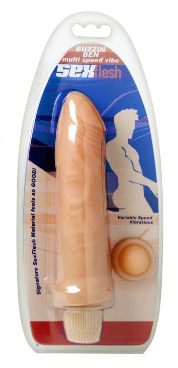 Ben is buzzing with orgasmic pleasure! With 6.5 ample inches... SexFlesh - Buzz'In Ben 6.5″ Multi-Speed Vibe - Flesh photo-3