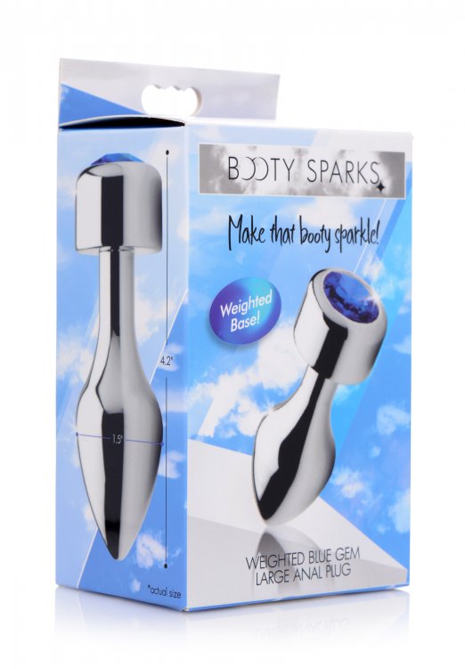 Adorn your derriere with this dazzling blue gem! The weighte... Booty Sparks - Gem Weighted Anal Plug L-size - Blue photo-6
