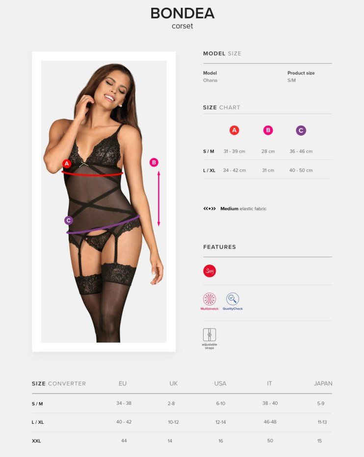 A hot warm-up is ahead of you… Delightful thong, delicate la... Obsessive - Bondea Corset & Thong - Black - S/M photo-9