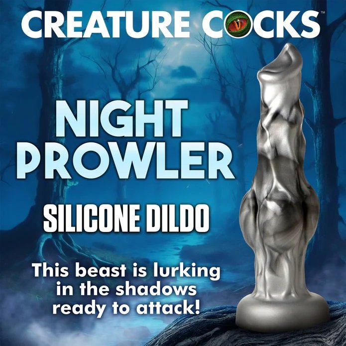 This silver and smoky black rod is iridescent and shines in ... Creature Cocks - Night Prowler Dildo L - Grey photo-4