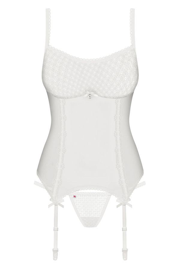 Obsessive - 843-COR-2 Corset & Thong - White - L/XL photo-7
