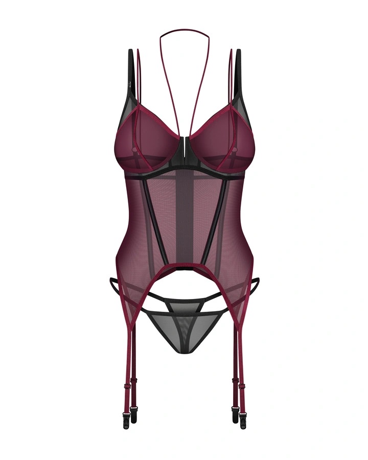 Obsessive - Parisel Corset - Burgundy - S/M photo