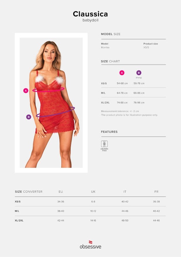 An extremely hot xMas offer – a red babydoll and thong from ... Obsessive - Claussica Babydoll & Thong - Red - XL/XXL photo-5