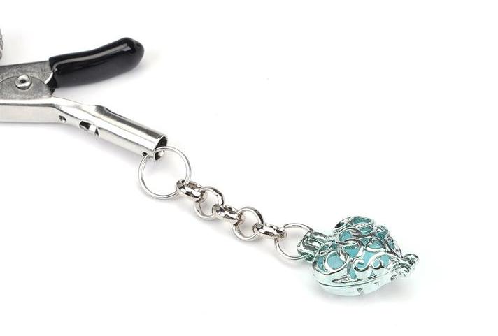 Adjustable crocodile clamps offer tailorable play for all ex... Liebe Seele - Glowing Nipple Clamps - Light Blue photo-2