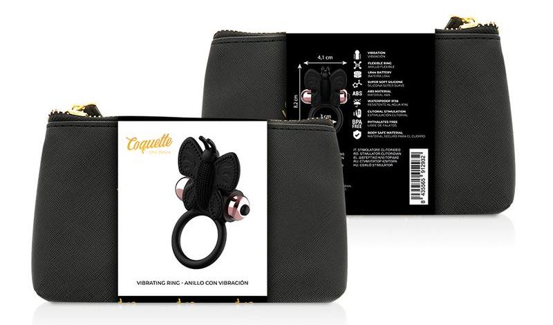 Take control of your lover's pleasure !! Take it anywher... Coquette - Butterfly Vibro Ring - Black photo-7