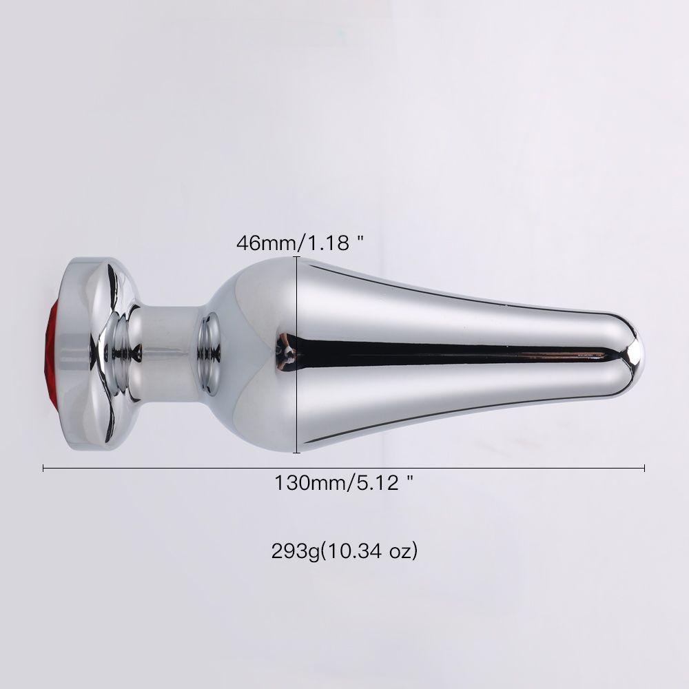 MT - Anal Plug 130x46mm - Silver/Red photo-4