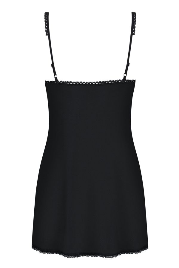 This delicate, alluring chemise will give you amazingly femi... Obsessive - Floweria Chemise & Thong - Black - S/M photo-8