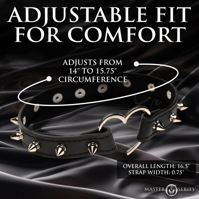 Flag your kinky side or use this as an edgy fashion accessor... Master Series - Spiked Heart Choker - Black photo-6