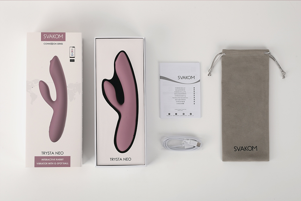 Get the ball rolling on your G-spot adventure with Trysta Ne... SVAKOM - Trysta Neo Interactive Rabbit Vibrator - Romantic Rose photo-13