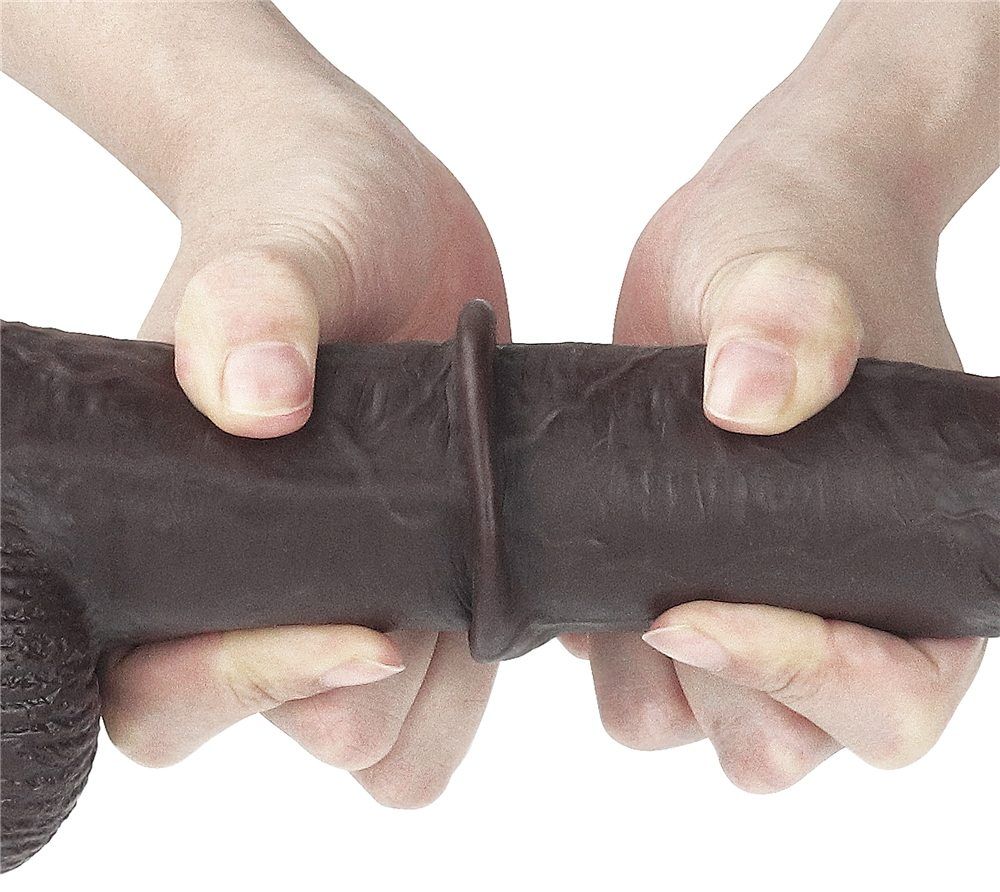 Made with realistic dual-layer sliding-skin material for Iif... Lovetoy - 9'' Sliding Skin Dual Layer Dong - Brown photo-5