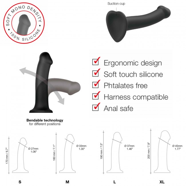Sleek and minimalist design, high quality mono-density silic... Strap-On-Me - Mono Density Dildo S - Grey photo-4