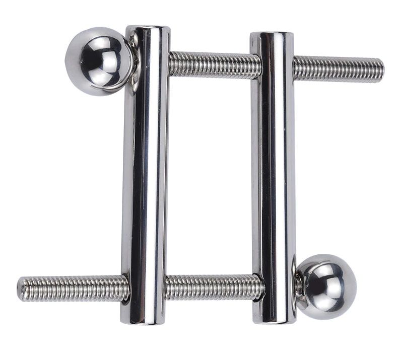 Stainless steel penis bondage lock cock MT - Square Ball Stretcher - Silver photo-4