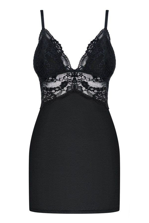 Imagine that you’re holding in your hands a lovely box full ... Obsessive - 810-CHE-1 Chemise & Thong - Black - L/XL photo-7