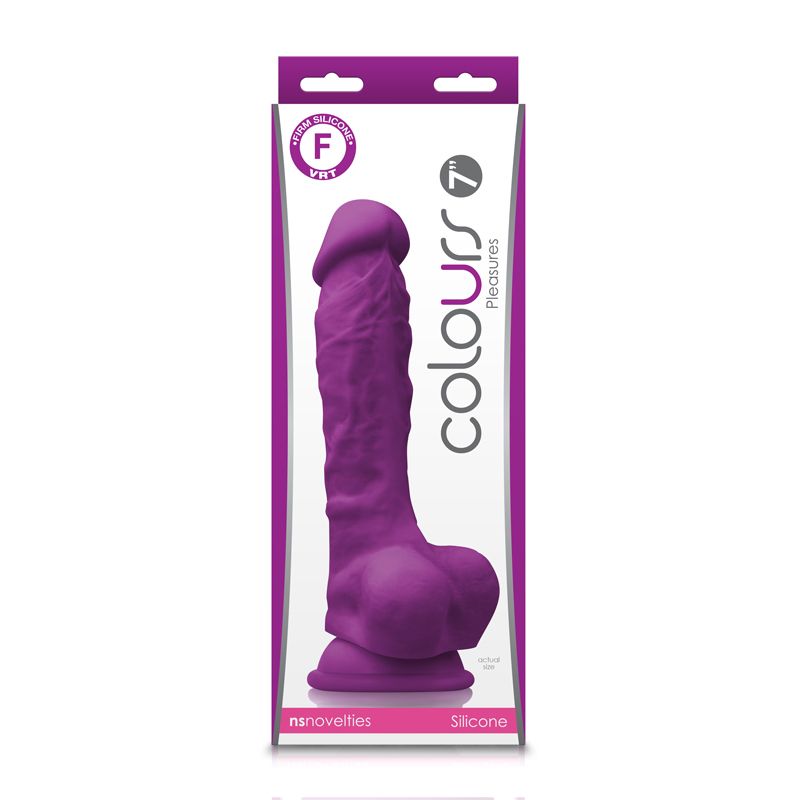 Realistic molded dong cast in superior grade silicone. Satin... NS Novelties - Pleasures 7" Dildo - Purple photo-2