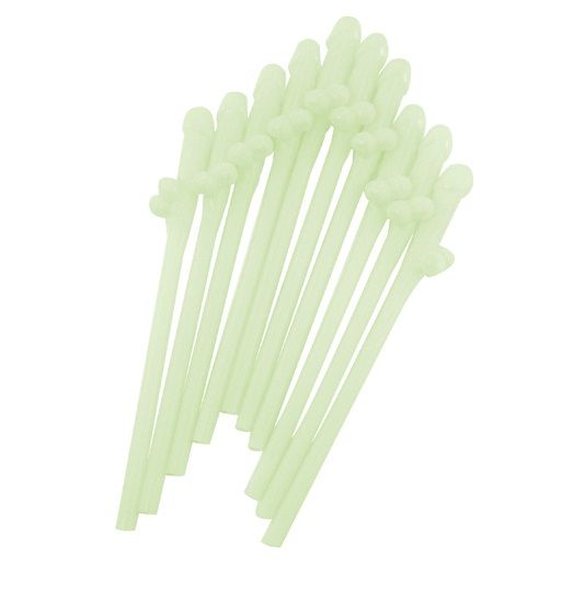 At your next party, have your guests wrap their lips around ... Pipedream - Glow In The Dark Dicky Sipping Straws 10 pc. photo-2