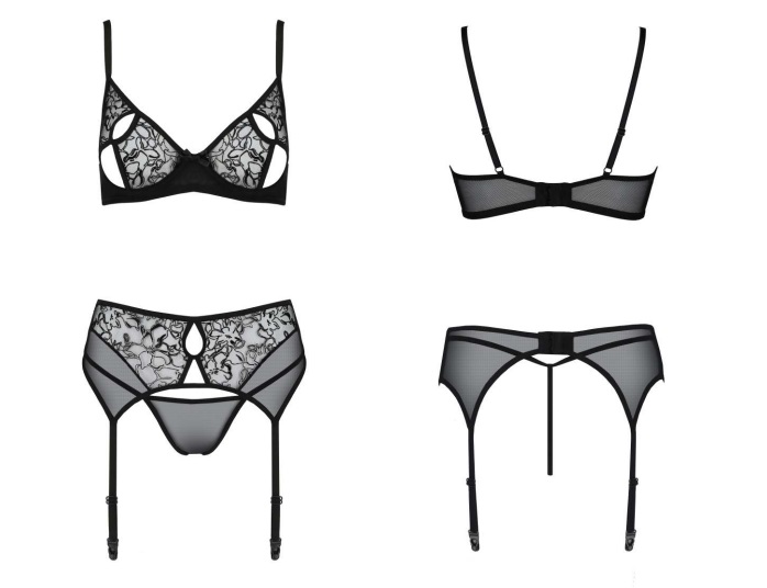 Passion Eco - Primula Set w Open Bra - Black - L/XL Passion Eco - Primula Set w Open Bra - Black - L/XL photo-5