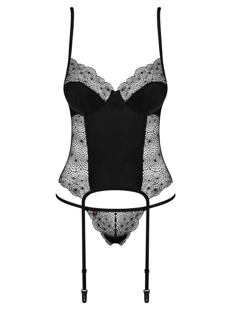 Sharlotte is an extremely feminine, eye-catching corset. We ... Obsessive - Sharlotte Corset & Thong - Black - S/M photo-7