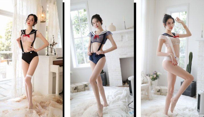 SB - Sailor Crotchless Teddy - White photo
