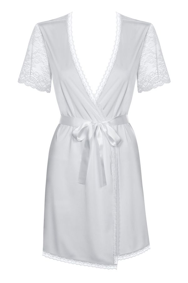 Wanna put on something adorable and sensual? Here you are! T... Obsessive - Miamor Robe & Thong - White - S/M photo-7